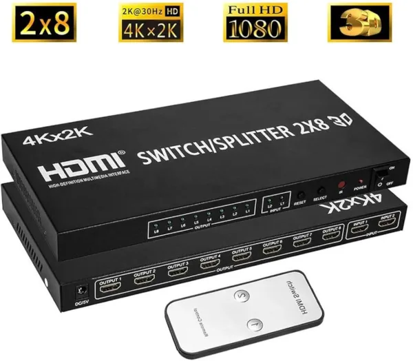 HDMI Switch Splitter 2X8 3D 4kX2k – Image 2