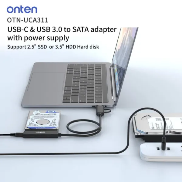 Adaptateur USB-C/USB-A vers SATA Onten OTN-UCA311 – Image 4