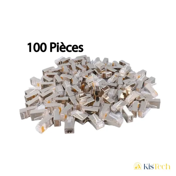 Lot de 100 connecteurs 8 pôles Cat 6 blindé RJ45 avec Insert pour câble Flexible