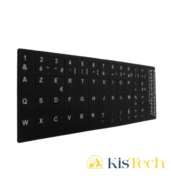Sticker Autocollant AZERTY Noir 48 Touches de Clavier d'Ordinateur