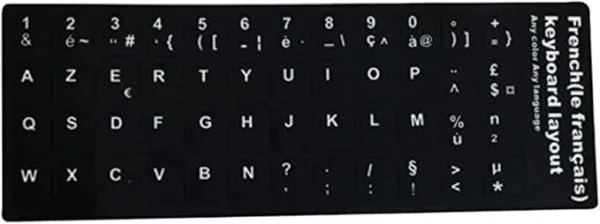 Sticker Autocollant AZERTY Noir 48 Touches de Clavier d'Ordinateur – Image 2