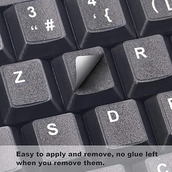 Sticker Autocollant AZERTY Noir 48 Touches de Clavier d'Ordinateur – Image 3