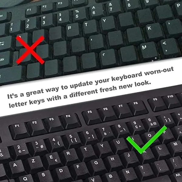 Sticker Autocollant AZERTY Noir 48 Touches de Clavier d'Ordinateur – Image 4