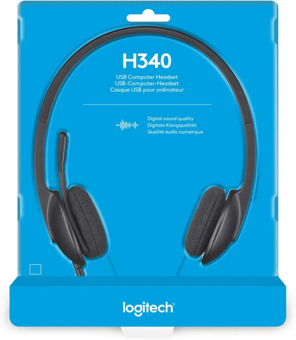 Logitech H340 Casque Filaire, Ecouteurs Stéréo avec Micro Rotatif Anti-Parasites, USB, PC/Mac/Portable/Chromebook - Noir, 6 х 17,5 х 16